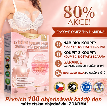 ✈️HISKIN® Mikroneedlová náplast pro podporu objemu, lifting a pevnost prsou