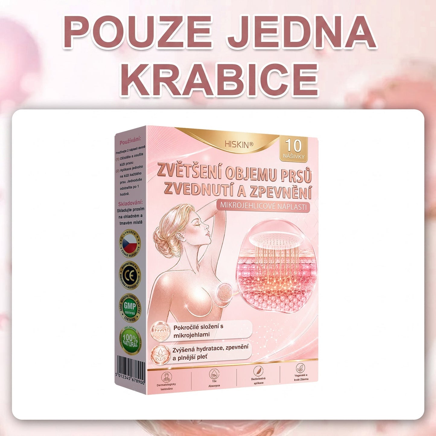 ✈️HISKIN® Mikroneedlová náplast pro podporu objemu, lifting a pevnost prsou