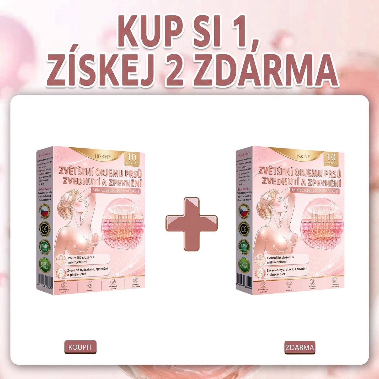 ✈️HISKIN® Mikroneedlová náplast pro podporu objemu, lifting a pevnost prsou