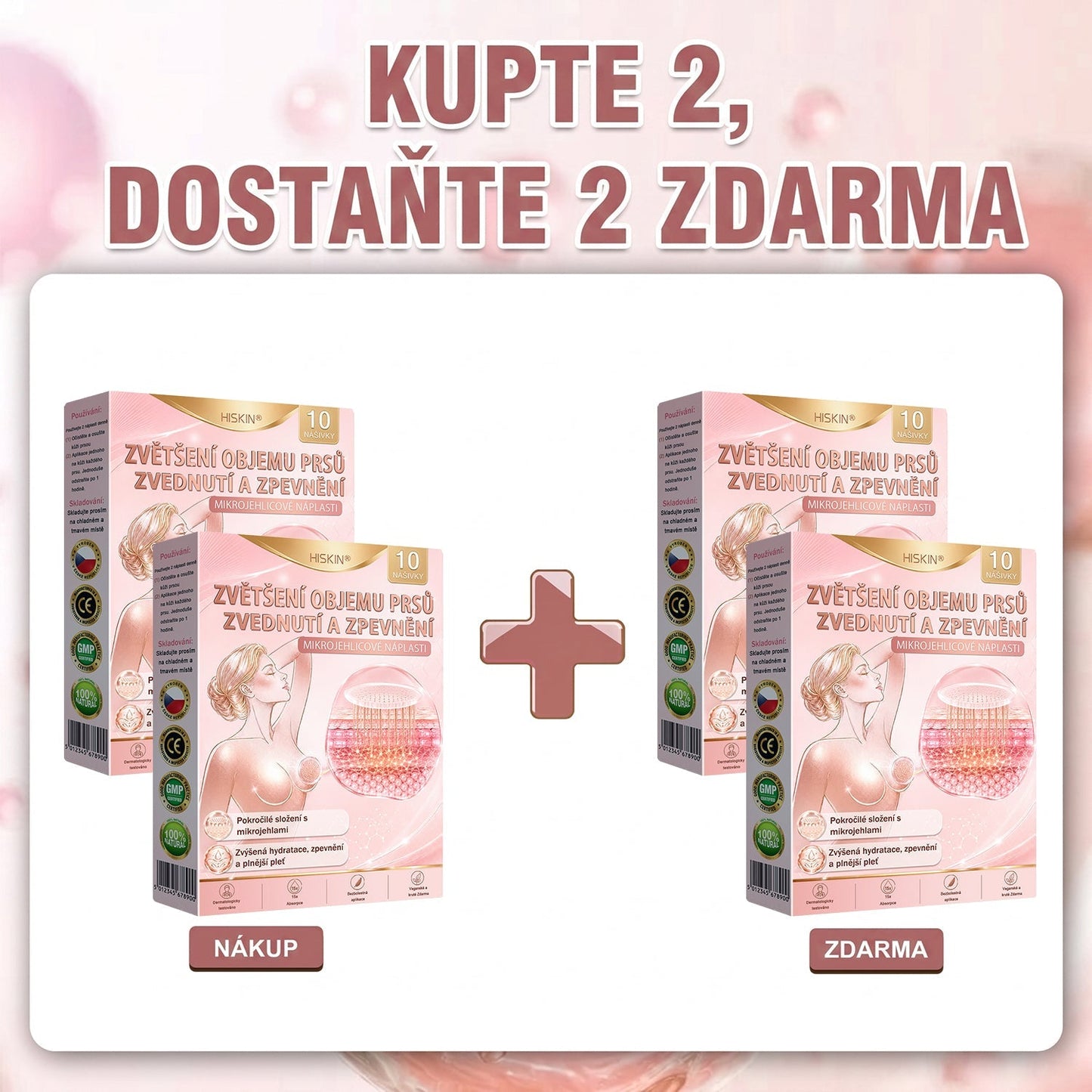 ✈️HISKIN® Mikroneedlová náplast pro podporu objemu, lifting a pevnost prsou