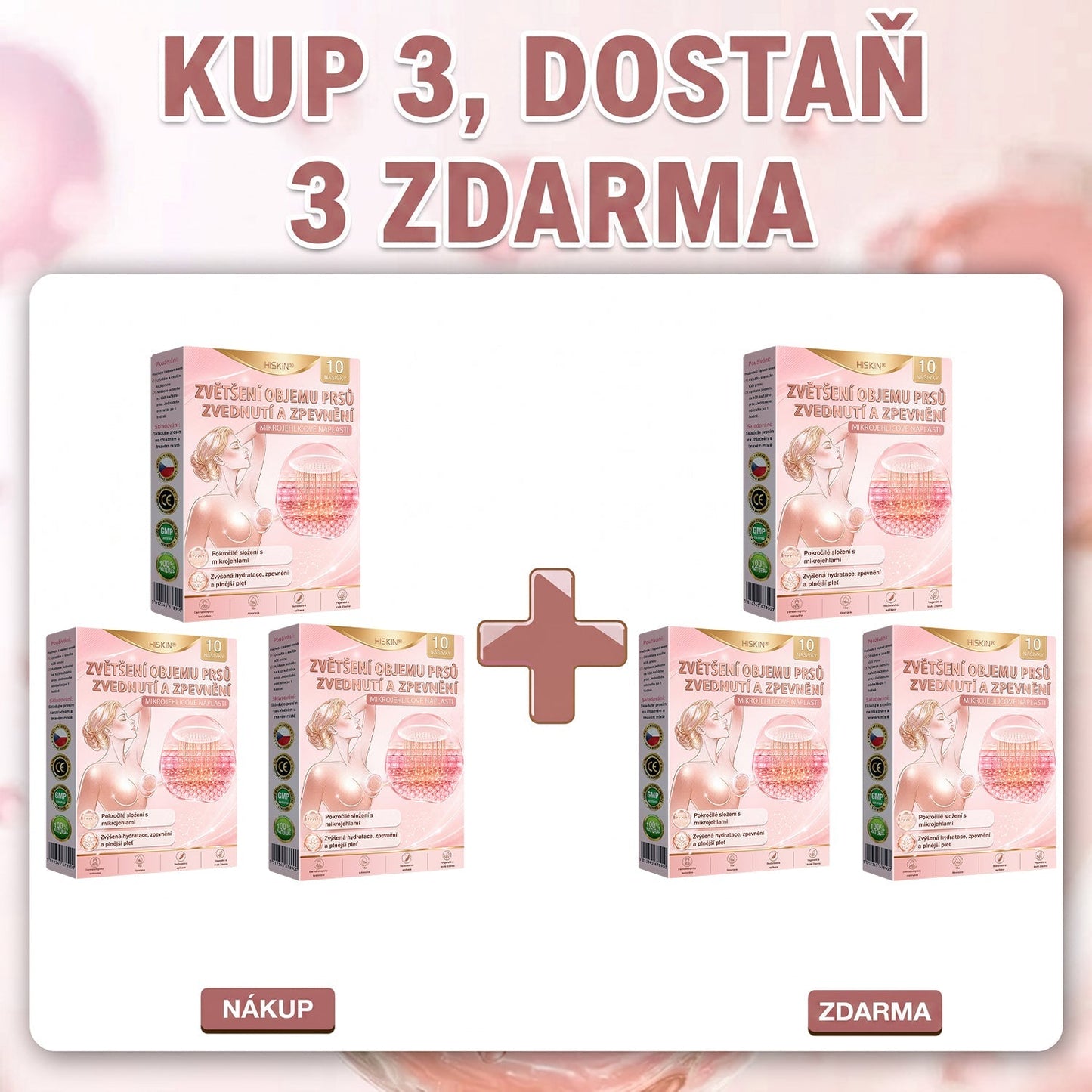 ✈️HISKIN® Mikroneedlová náplast pro podporu objemu, lifting a pevnost prsou