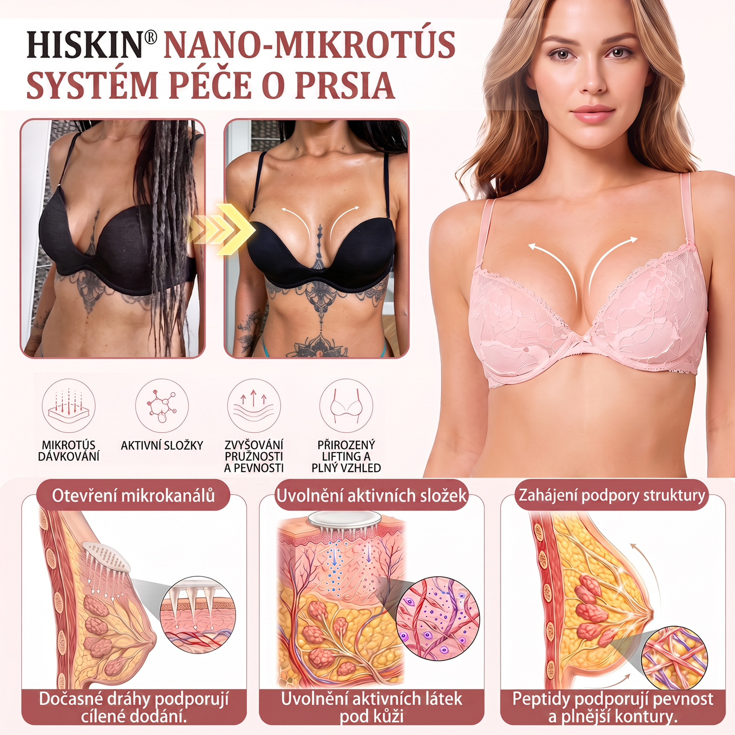 ✈️HISKIN® Mikroneedlová náplast pro podporu objemu, lifting a pevnost prsou